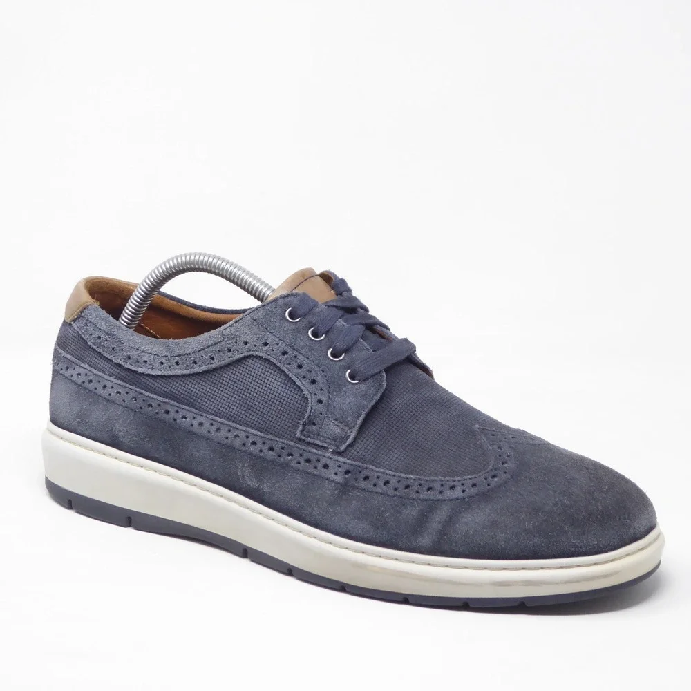 Johnston & Murphy Elliston Wingtip Suede Sneakers Blue 25-3097 Size 9 M